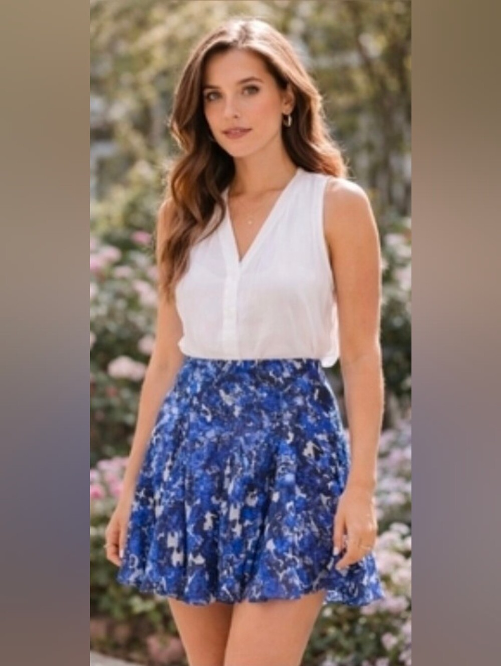 Charlotte Ronson Abstract Silk Flowy Skirt